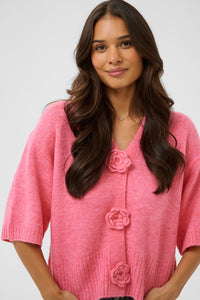 KAFFE KArosie Cardigan-Pink Power Melange