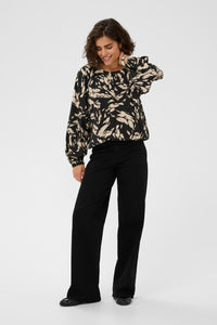 KAFFE KAulla Blouse-Black/Stone Graphic