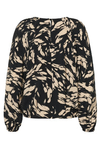 KAFFE KAulla Blouse-Black/Stone Graphic