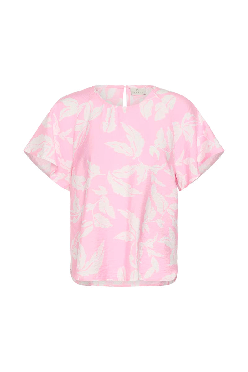 KAFFE KAmarlo Leaves Blouse Pink Frosting