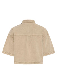 KAFFE KArania Crop Denim Shirt Washed Taupe