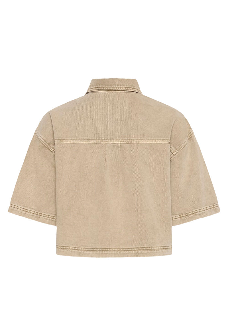 KAFFE KArania Crop Denim Shirt Washed Taupe