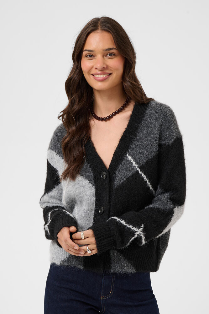 KAFFE KAgrith Cardigan Grey/Black Argyle