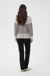 KAFFE KAlimone Striped Pullover Grey Melange/Black