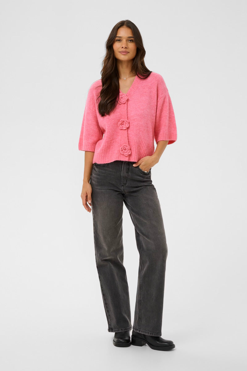 KAFFE KArosie Cardigan-Pink Power Melange