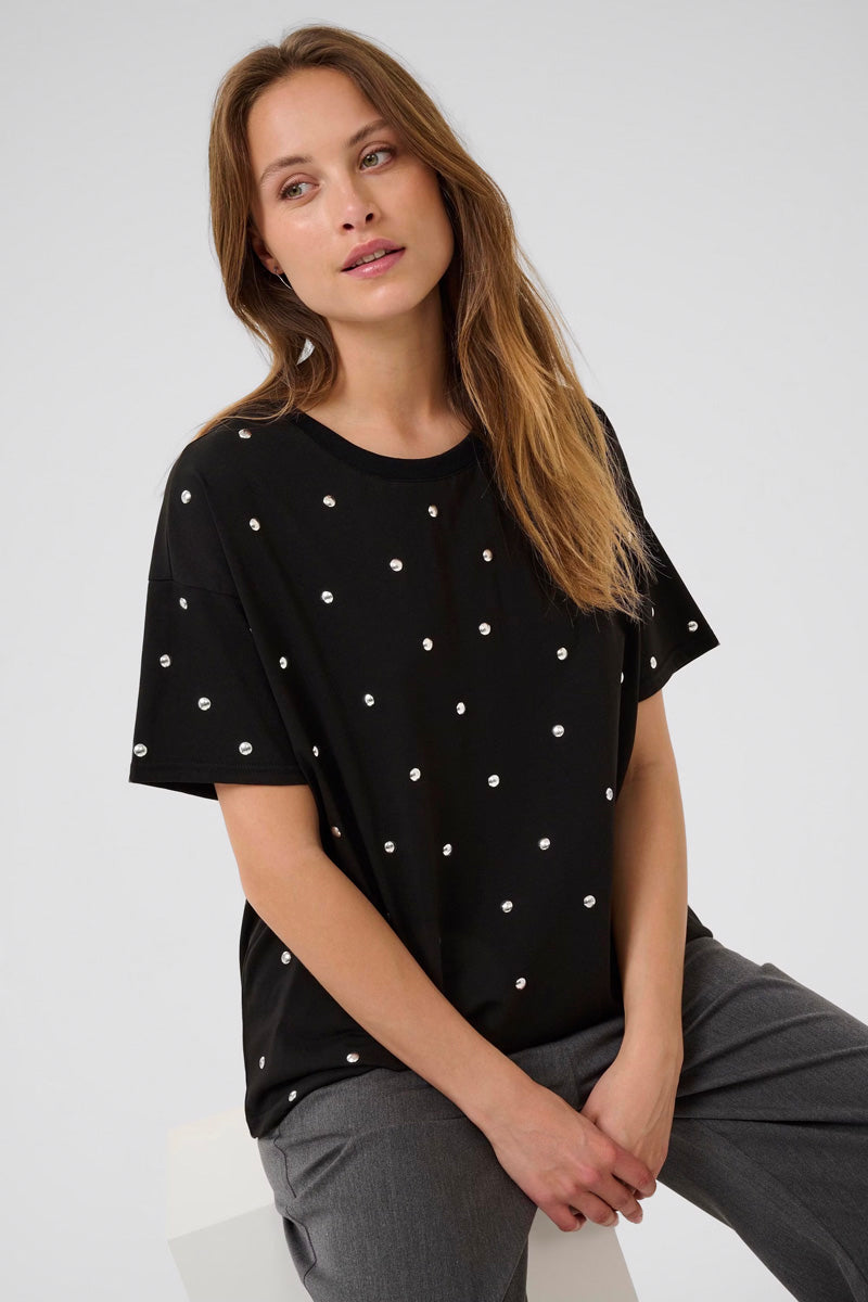 KAFFE KAhelen Stud T-Shirt-Black