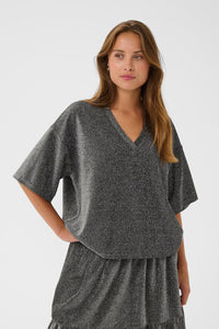 KAFFE KArita Top-Silver Glitter
