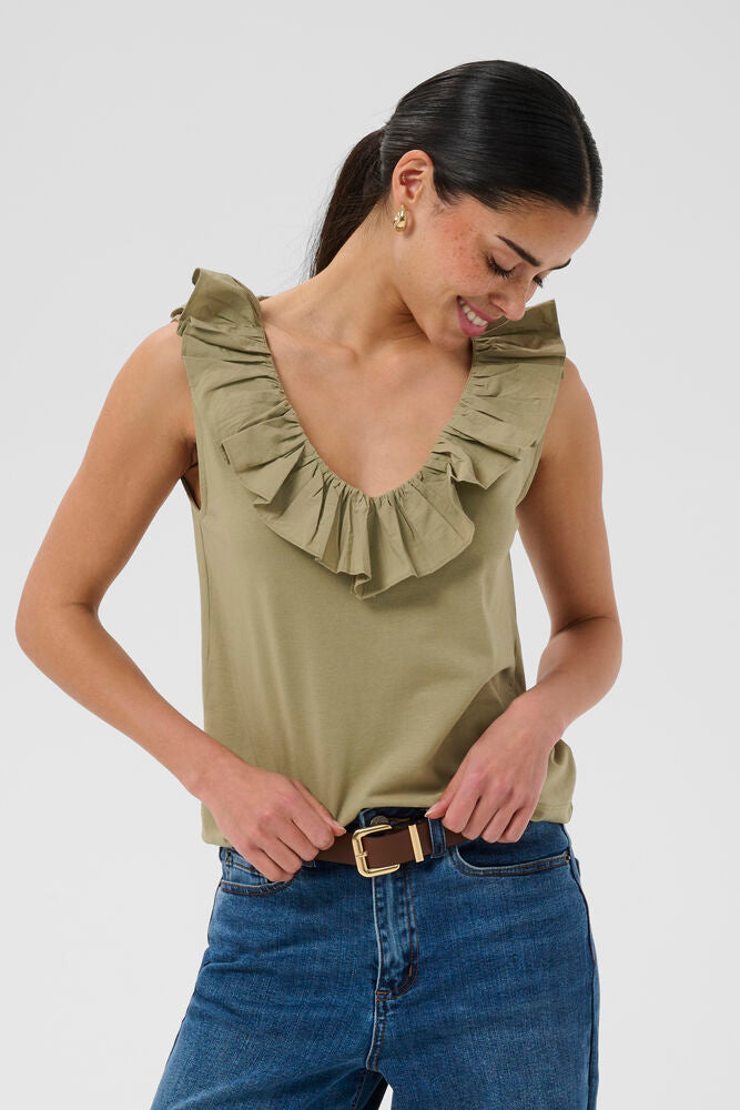 KAFFE KAdidde Flounce Top Aloe