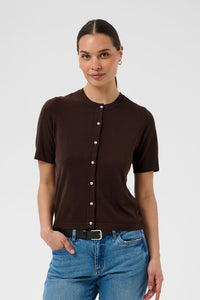 KAFFE KAlizza Contrast Cardigan Coffee Bean