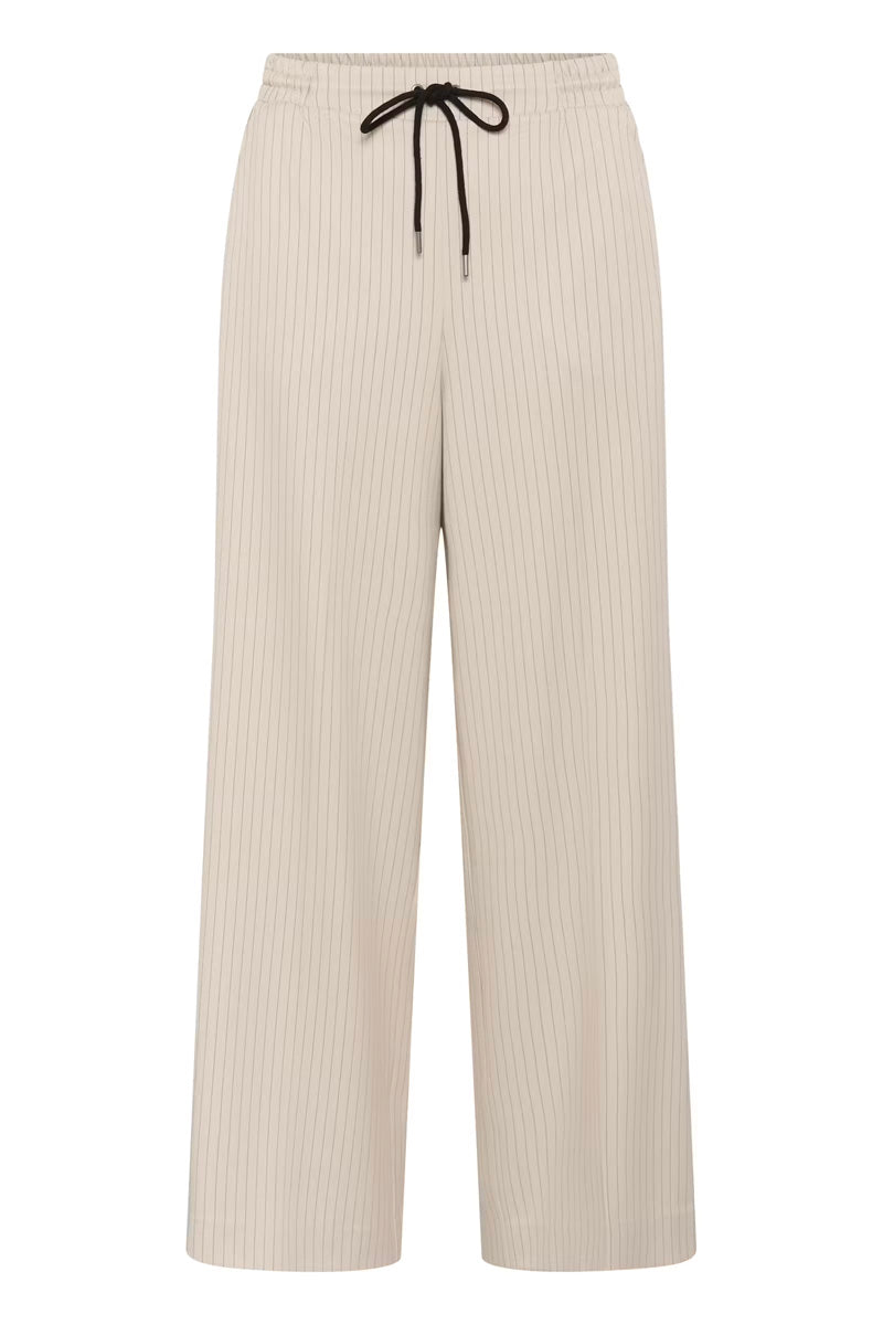 KAFFE KAserena Pinstripe Trousers Beige Melange/Black