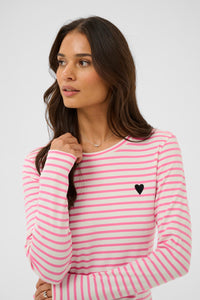 KAFFE Liddy T-Shirt Chalk/Pink Power