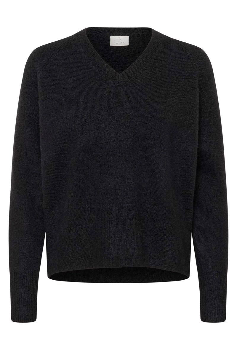KAFFE KAniel V Neck Pullover Black
