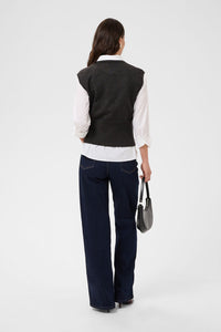 KAFFE KAbarbara Knit Vest Pullover Dark Grey Melange