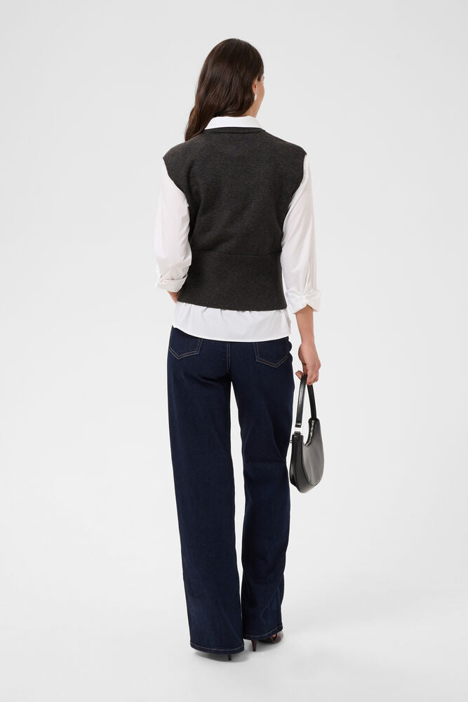 KAFFE KAbarbara Knit Vest Pullover Dark Grey Melange