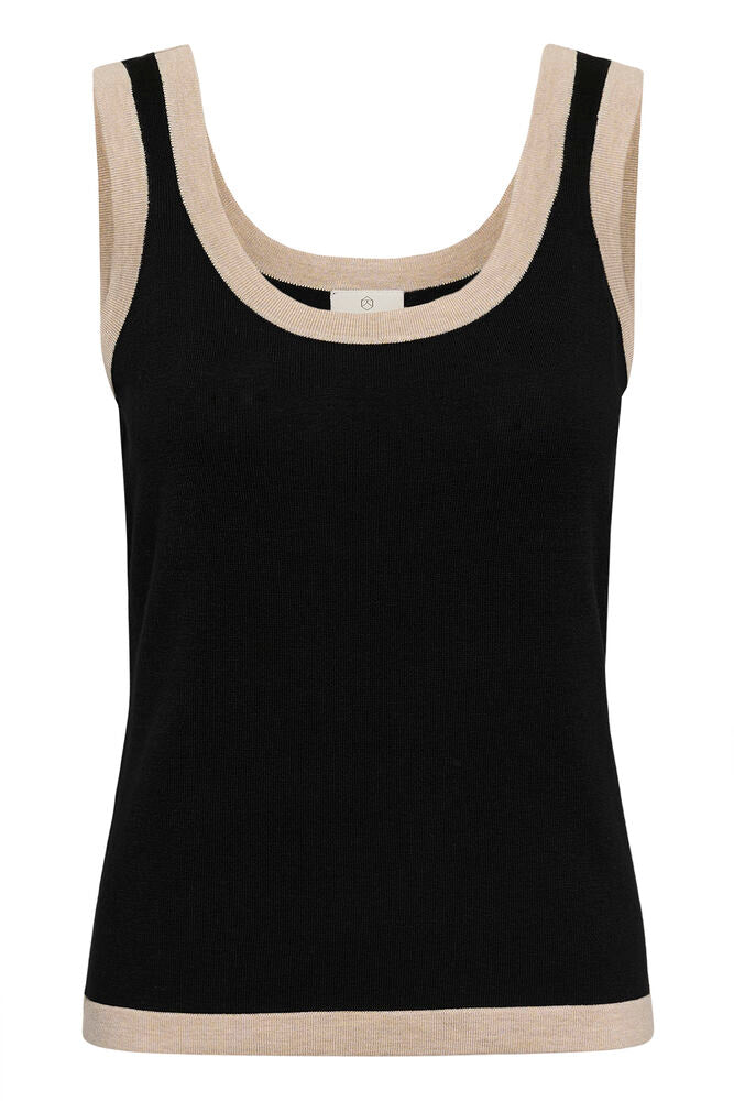 KAFFE KAlizza Contrast Knit Top Black Deep