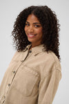 KAFFE KArania Crop Denim Shirt Washed Taupe