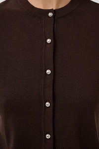 KAFFE KAlizza Contrast Cardigan Coffee Bean