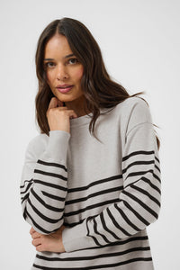 KAFFE KAlimone Striped Pullover Grey Melange/Black