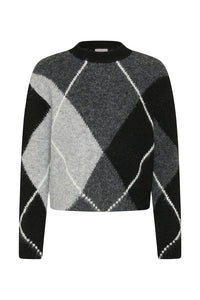 KAFFE KAgrith Pulllover Grey/Black Argyle