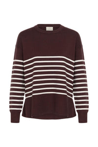 KAFFE KAlimone Striped Pullover Fudge/Chalk