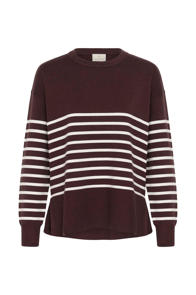 KAFFE KAlimone Striped Pullover Fudge/Chalk