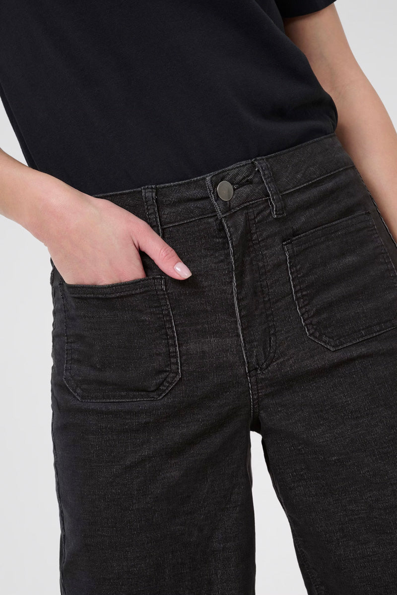 KAFFE KAmolly Needlecord Trousers Black Oyster