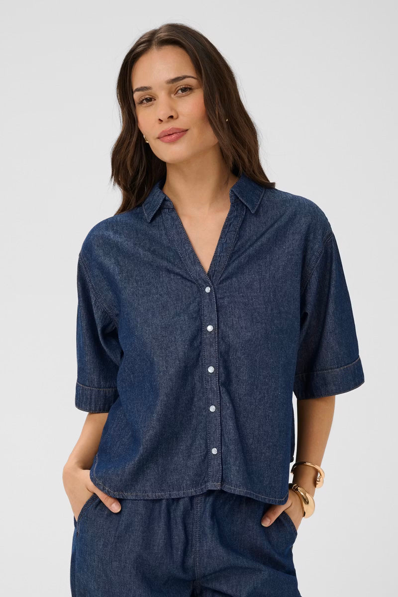 KAFFE KAjade Shirt Dark Blue Chambray