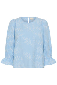 KAFFE KAmarlee Blouse White/Blue Embroidery