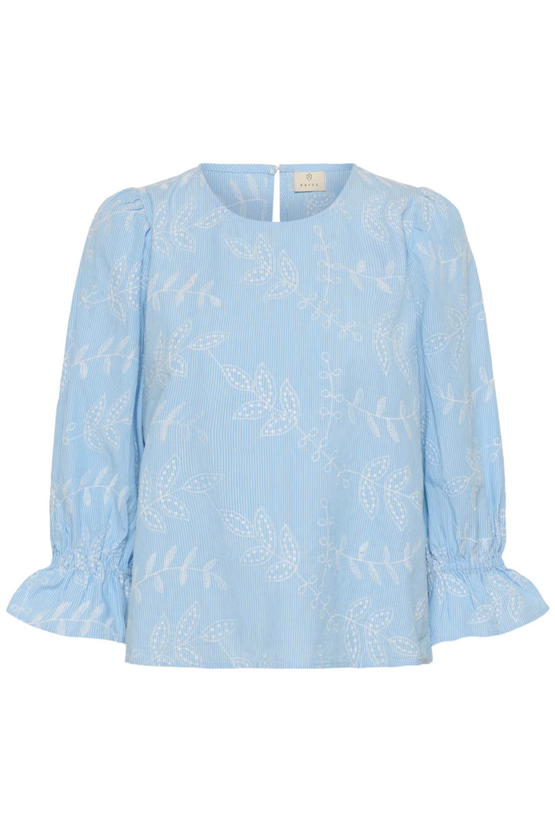 KAFFE KAmarlee Blouse White/Blue Embroidery