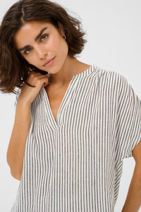 KAFFE KAmilia Wing SL Blouse Black/Chalk Stripe