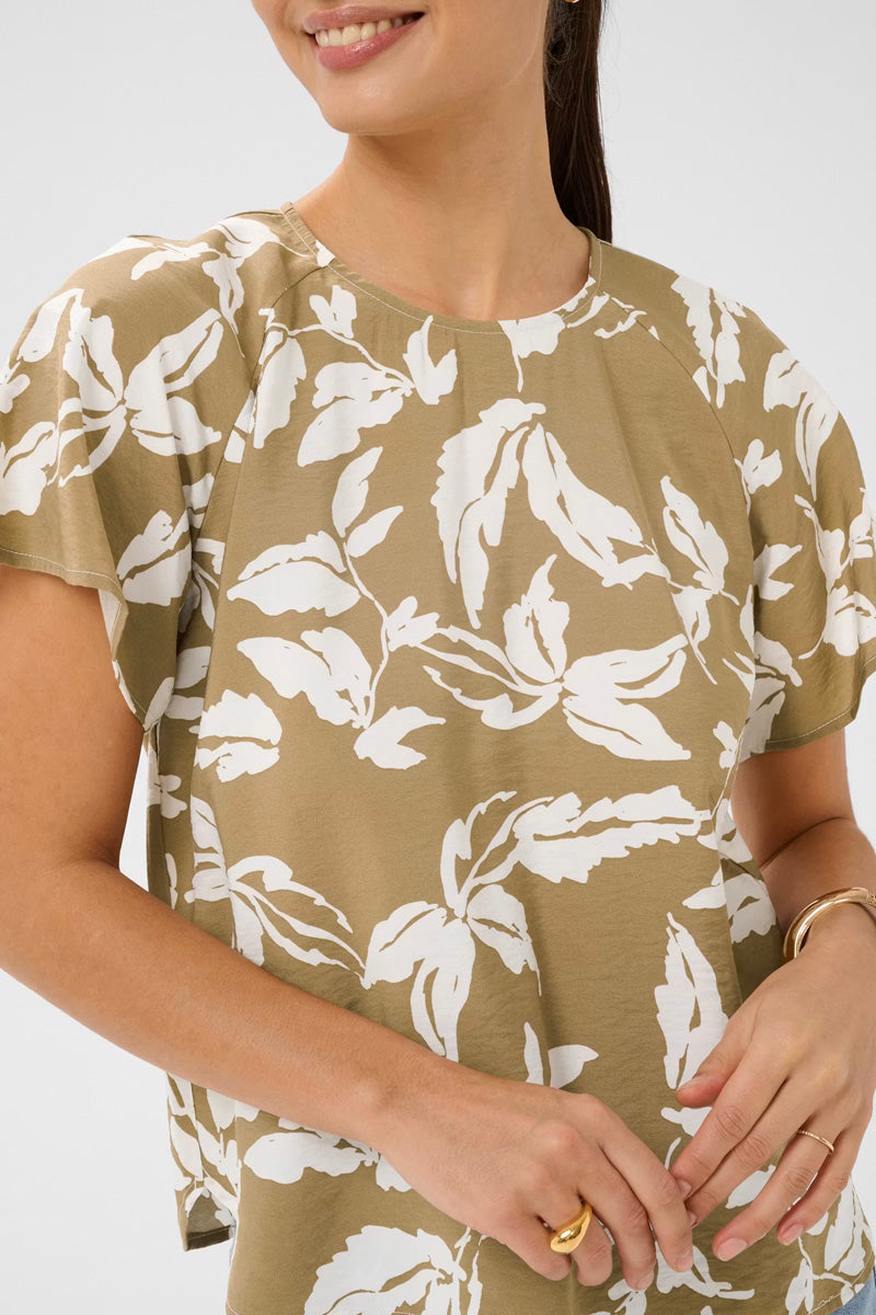 KAFFE KAmarlo Leaves Blouse Oak/Chalk