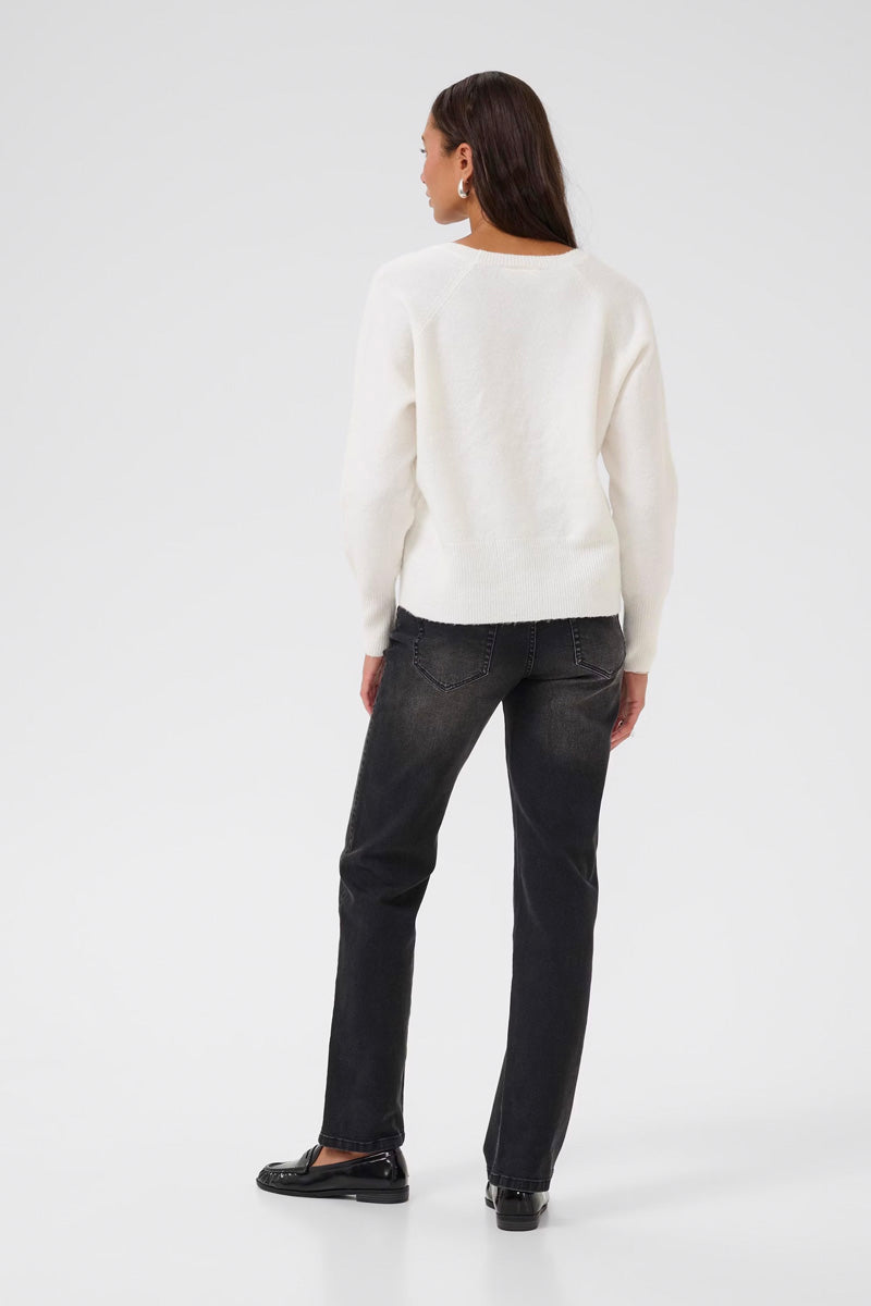 KAFFE KAniel V Neck Pullover Chalk White