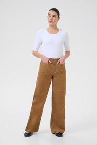 KAFFE KAmolly Needlecord Trousers Toasted Coconut