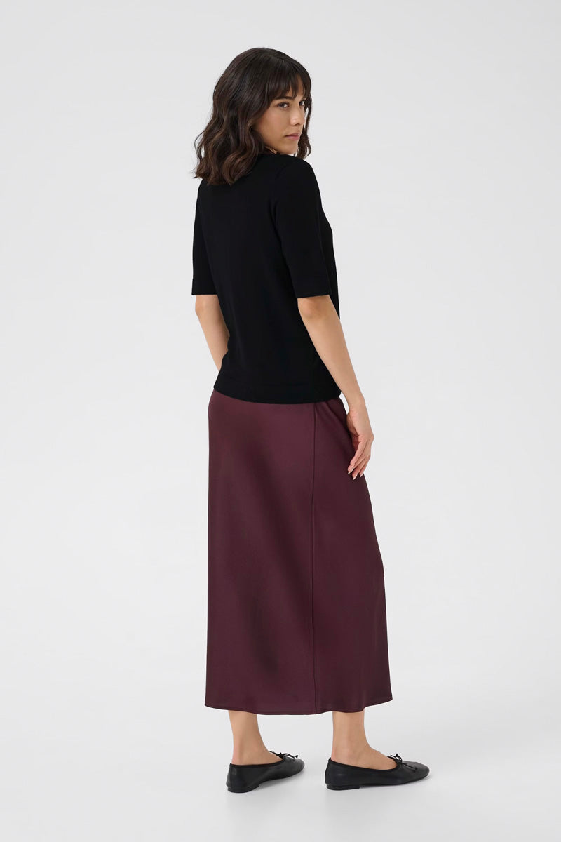 KAFFE KAlizza Boatneck Solid Pullover-Deep Black