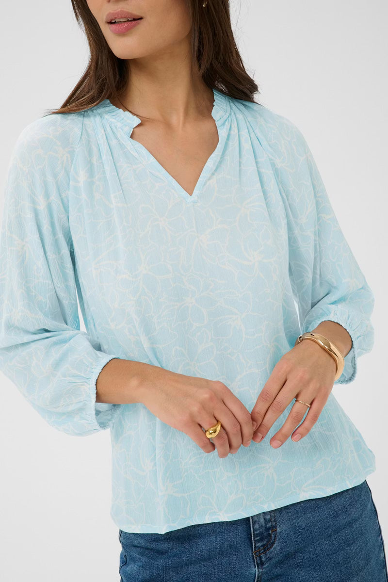 KAFFE KAtine Amber Blouse-Nantucket Breeze/Chalk