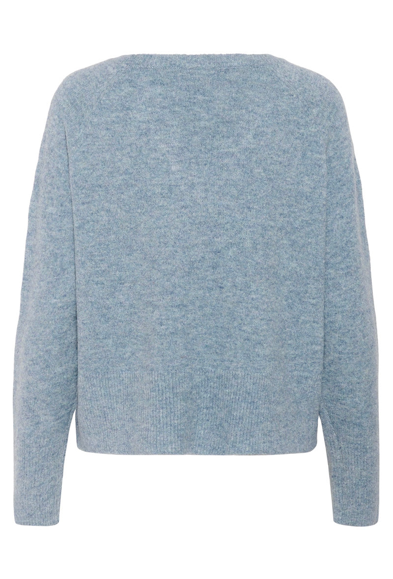 KAFFE KAniel V Neck Pullover Windward Blue Melange