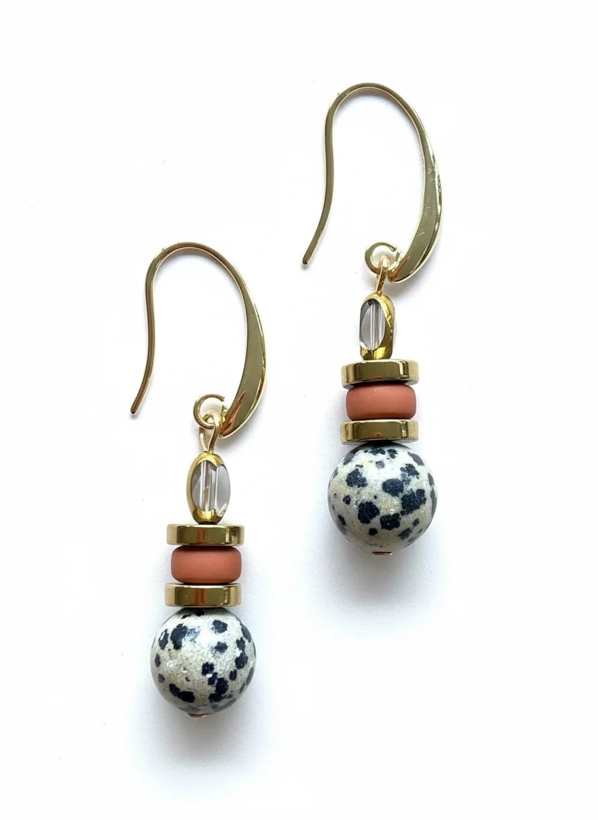 GIST Dalmatian Barrel Drop Earrings