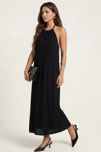 Braided Neckline Maxi Dress Black