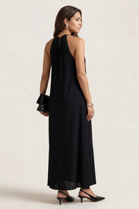 Braided Neckline Maxi Dress Black