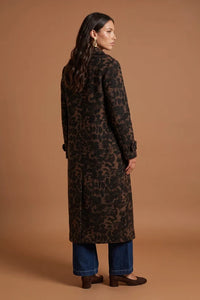 Animal Print Long Coat Chocolate/Black