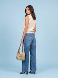 Boucle Sleeveless Sweater With Scarf Cream