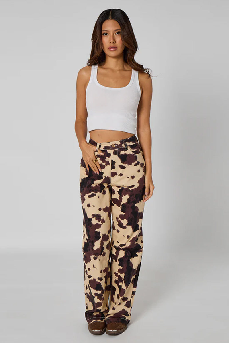 Wide Leg Cow Print Jeans
