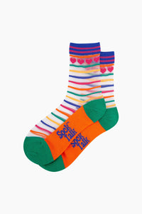 Sheer Striped Socks Orange/Green
