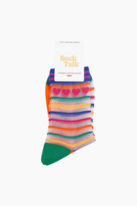 Sheer Striped Socks Orange/Green