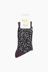 Sheer Animal Print Socks Black/Taupe