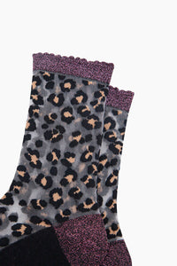 Sheer Animal Print Socks Black/Taupe