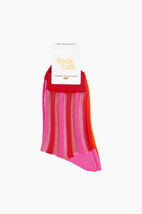 Sheer Striped Socks Red/Pink