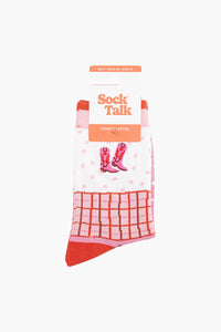 Cowgirl Print Cotton Socks Pink/Orange