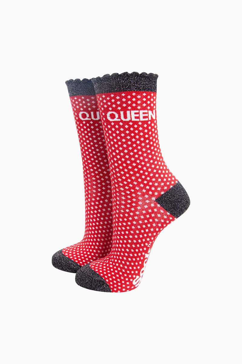 QUEEN Shimmer Socks Red