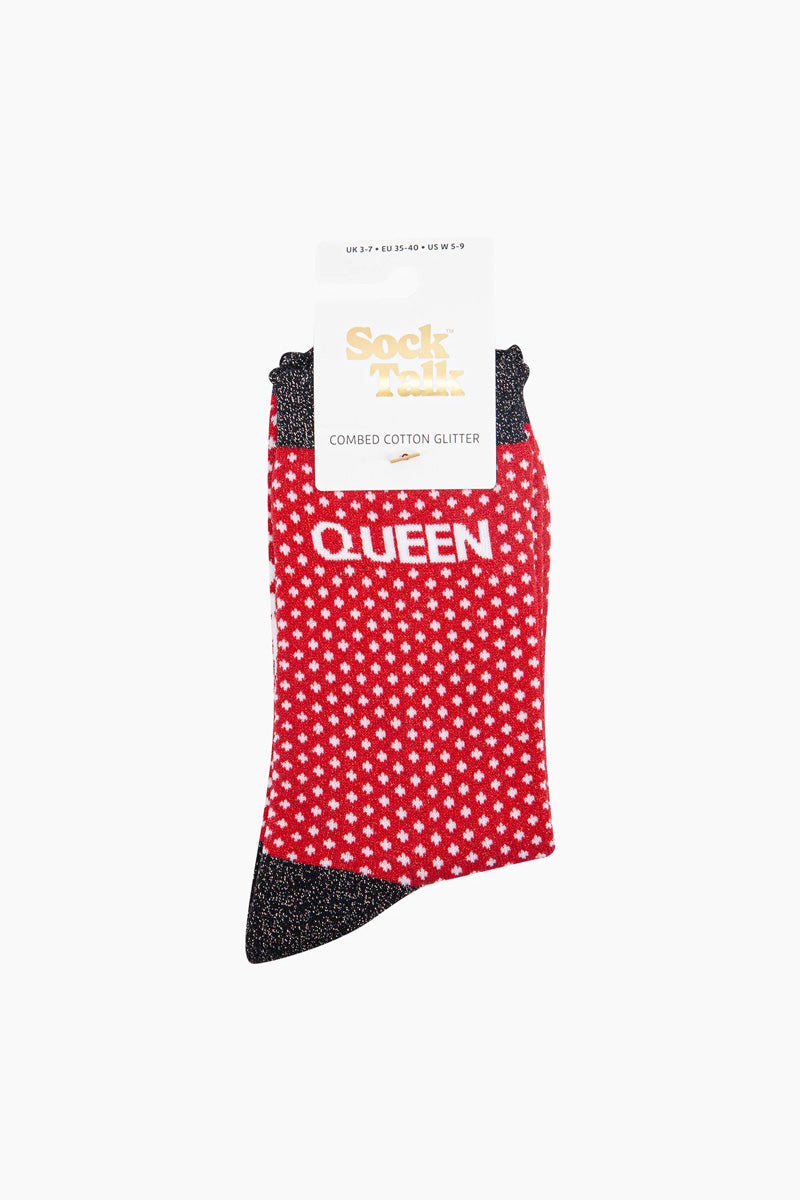 QUEEN Shimmer Socks Red